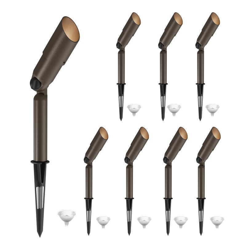 GOODSMANN Landscape Lighting Low Voltage Spotlight 20 Watts Halogen Landscape Lights with Metal Stake and Connector 176 Lumens 3000K for Outdoor Lighting Pathway Lawn Garden (8 Pack) 9920-9603-08 - Image 1